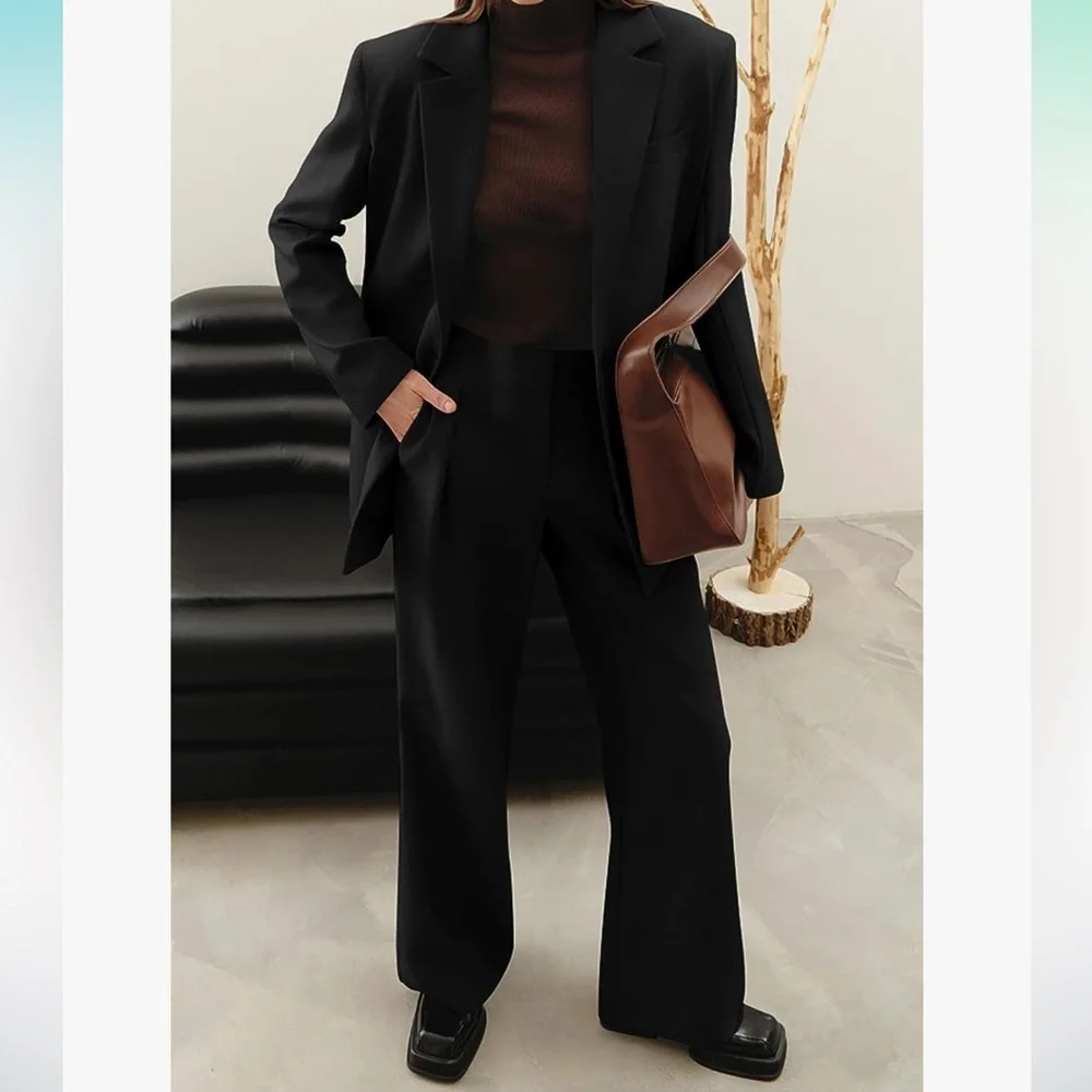 Pretty Garden Womens 2 Piece Blazer Jacket And Wide Leg Pants - Picture 5 of 7